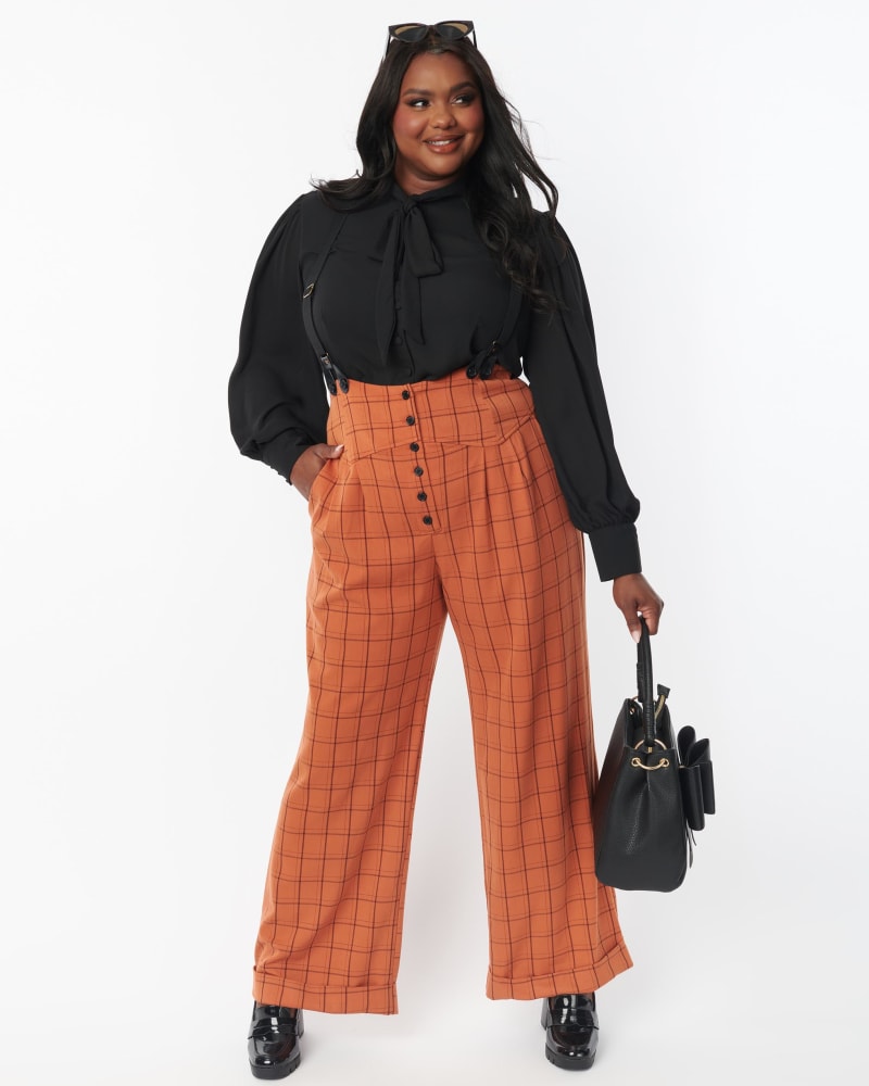 Plus size windowpane pants sales